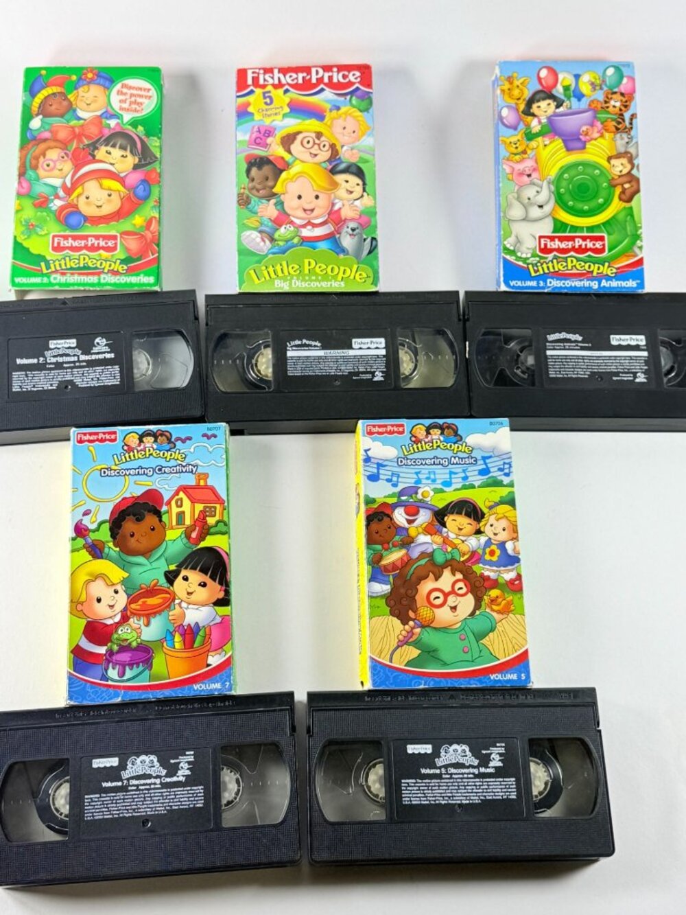 Vintage 2000's Fisher Price lot of 5 Little People VHS Educational Kids